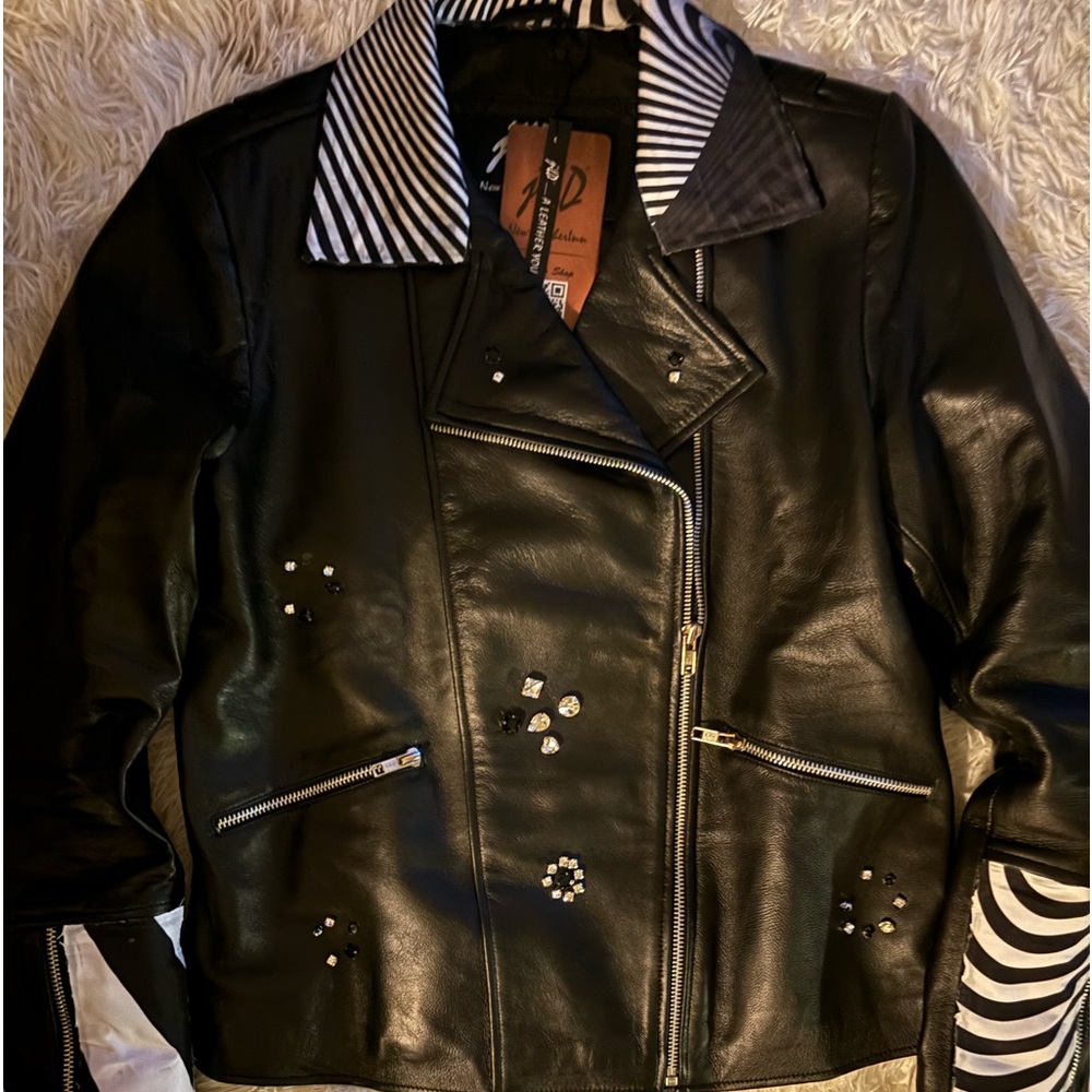 Custom black leather jacket